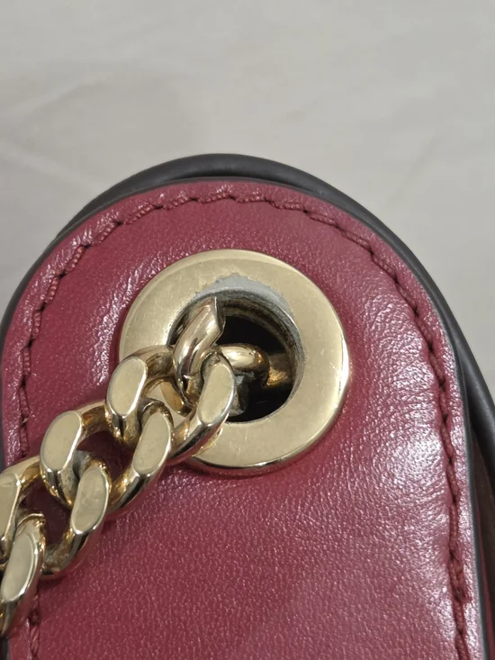 Michael Kors Red Leather Crossbody Phone Pouch with Gold Chain - Picture 8 of 11